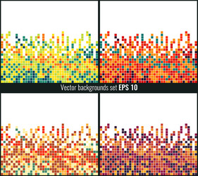 Abstract square pixel mosaic background set vector