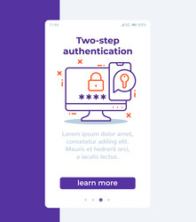 Authentication in two steps banner with line icon vector