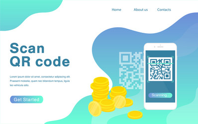 Scan qr code flat landing page template vector