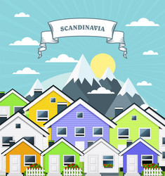 small village in norway scandinavia - variegated vector image