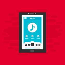 media player application app template with flat vector image