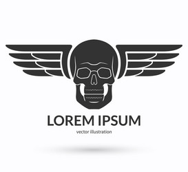 Skull with Wing Logo Emblem Vector Image
