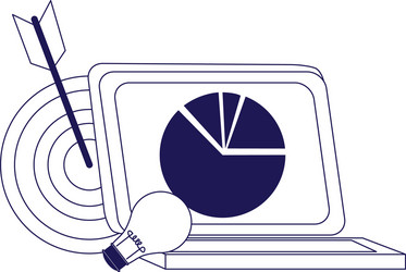 target bulb and laptop computer flat design vector image