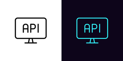 Outline api icon with editable stroke computer vector