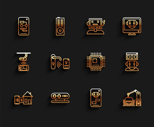 set line smart home algorithm bot industrial vector image
