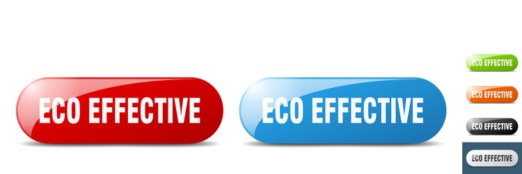 Eco effective button key sign push set vector