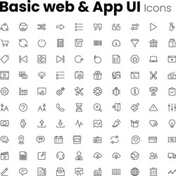 most popular basic web and app ui icon set vector image