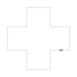 scissors on dashed line cross shape dash vector image