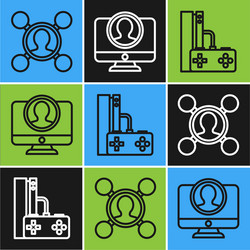 set line share game console with joystick vector image