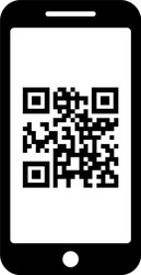 Smartphone with qr code on screen icon black vector