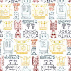 colorful seamless pattern with retro robots vector image