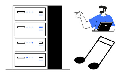 conceptual network server with technological vector image