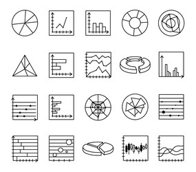 data visualization chart set with graphs line vector image