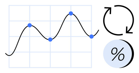 graph with trendline points reload icon vector image