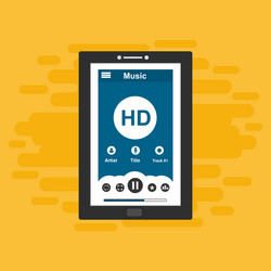 media player application app template with flat vector