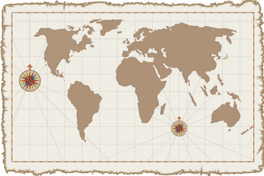 Colorful ancient world map Royalty Free Vector Image