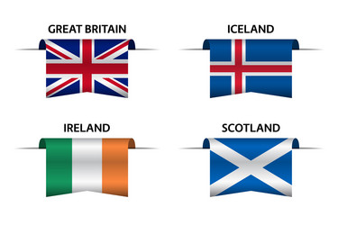 set four british icelandic irish and scottish flag vector