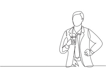 Continuous one line drawing standing man Vector Image
