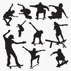 Skateboard Silhouettes - Action Sports Vector Image