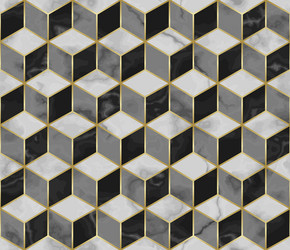 marble mosaic seamless pattern with cube 3d effect vector image