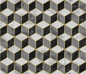 Marble mosaic seamless pattern with cube 3d effect vector