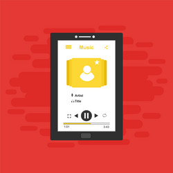media player application app template with flat vector image