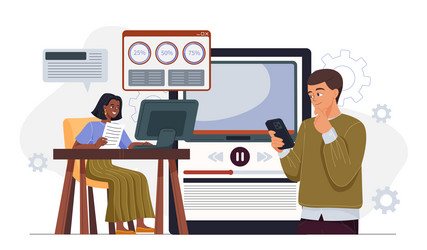 office teamwork and data analysis scene vector image