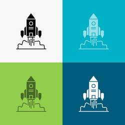 Rocket spaceship startup launch game icon over vector