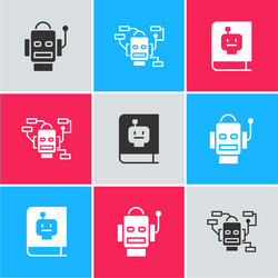 Set robot and user manual icon vector