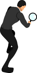 a worker is doing search using magnifying vector image