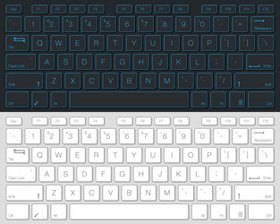 Computer keyboard isolated gray and white version vector