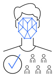 facial recognition technology with network pattern vector image