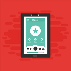 media player application app template with flat vector image