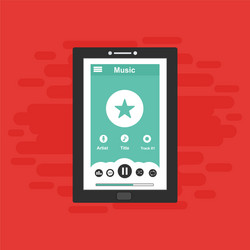 media player application app template with flat vector