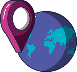 pin pointer location with planet earth vector image