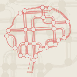 Retro circuit board form of brain vector