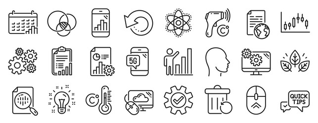 set of science icons such as graph chart vector image