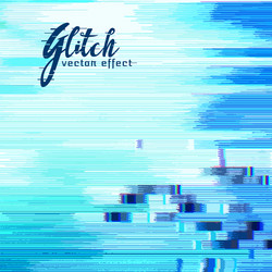 Blue glitch error background with distorted vector