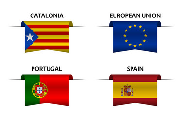 Four catalonia european portuguese spain flags vector