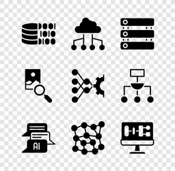 set binary code network cloud connection server vector image