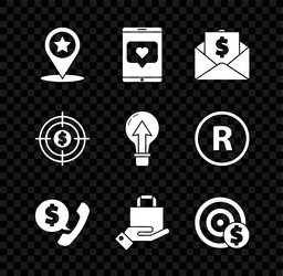 set map pointer with star mobile phone and like vector image