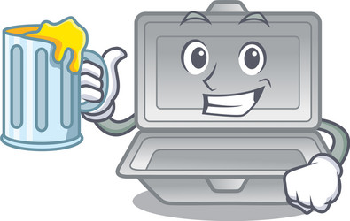 with juice open styrofoam in character box vector