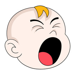 Emoticon baby boy head opening mouth yawning vector