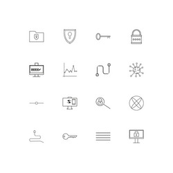 internet security linear thin icons set outlined vector