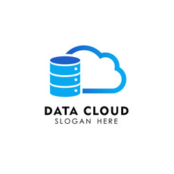 Pixel cloud logo design template data server Vector Image