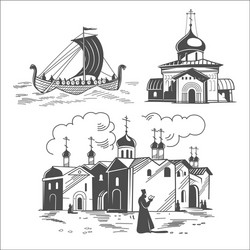 historical scenes of ancient russia vector