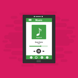media player application app template with flat vector image