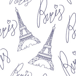 Paris eiffel tower pattern with lettering vector