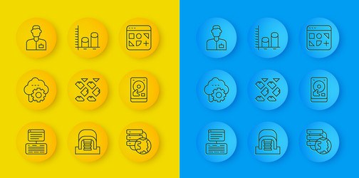 set line server data web hosting cloud vector image