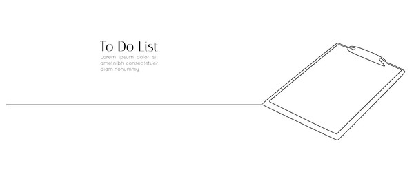 clipboard with checklist in one continuous line vector